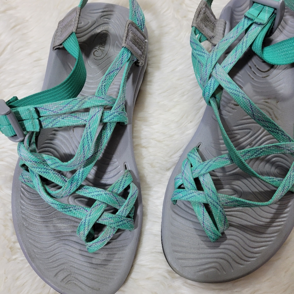 Chaco ZX/2 Classic sandals size womens 9 gray and turquoise - Picture 2 of 7